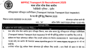MPPSC Transport SI Recruitment 2025