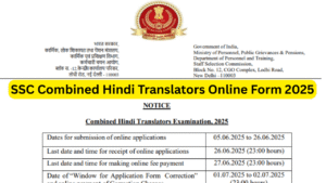 SSC Combined Hindi Translators Recruitment 2025