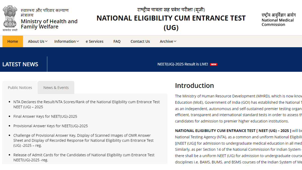 NEET UG Result 2025