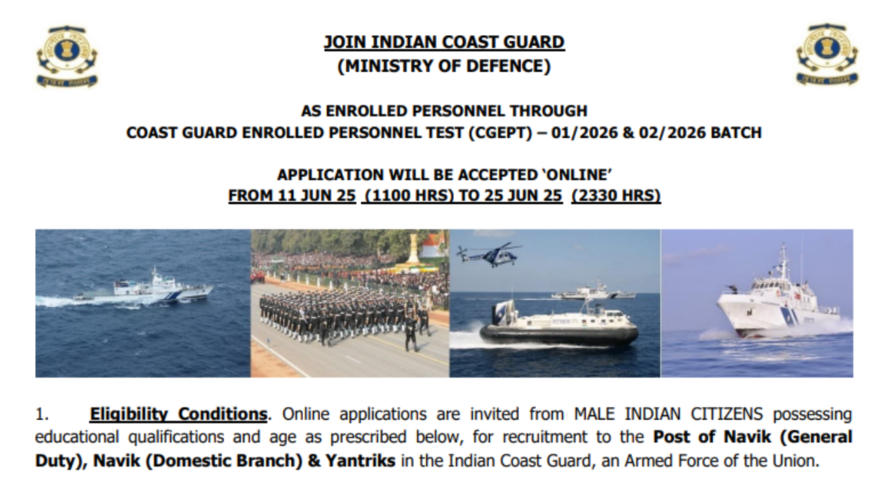 Indian Coast Guard Recruitment 2025