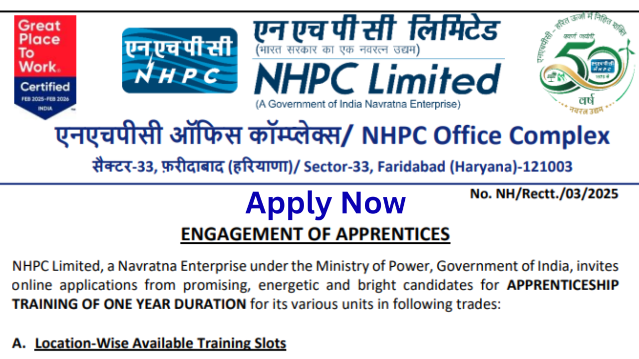NHPC Apprentice Recruitment 2025