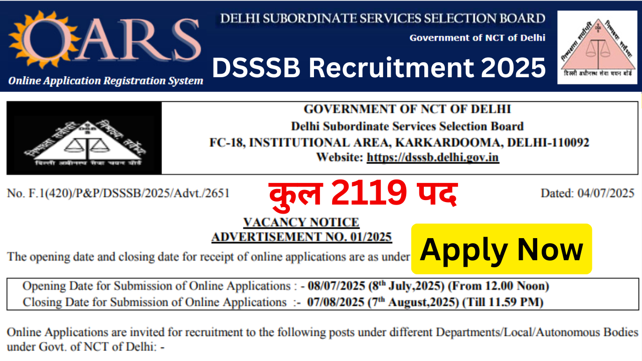 DSSSB Recruitment 2025