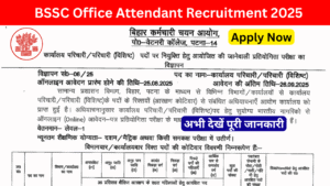 BSSC Office Attendant Recruitment 2025